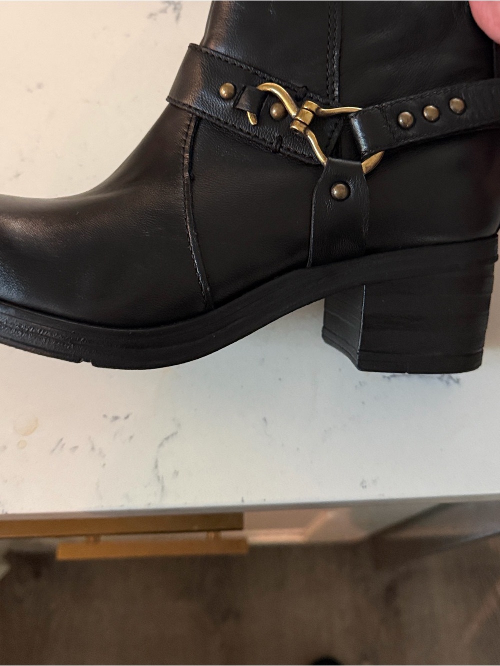 Miz Mooz Black Leather Ankle Boot with Decorative Harness